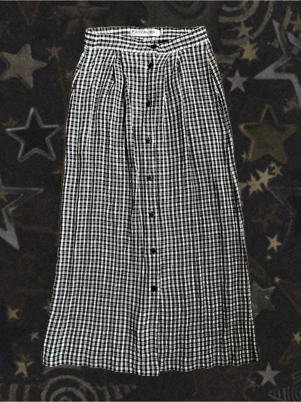 Vintage gingham/ plaid button down midi skirt